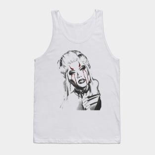 Devil girl aesthetic black and white Tank Top